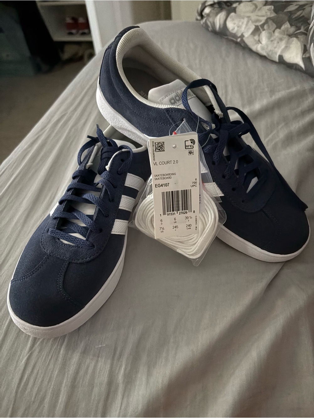adidas VL Court 2.0 Navy with White Stripes Men's Sneakers